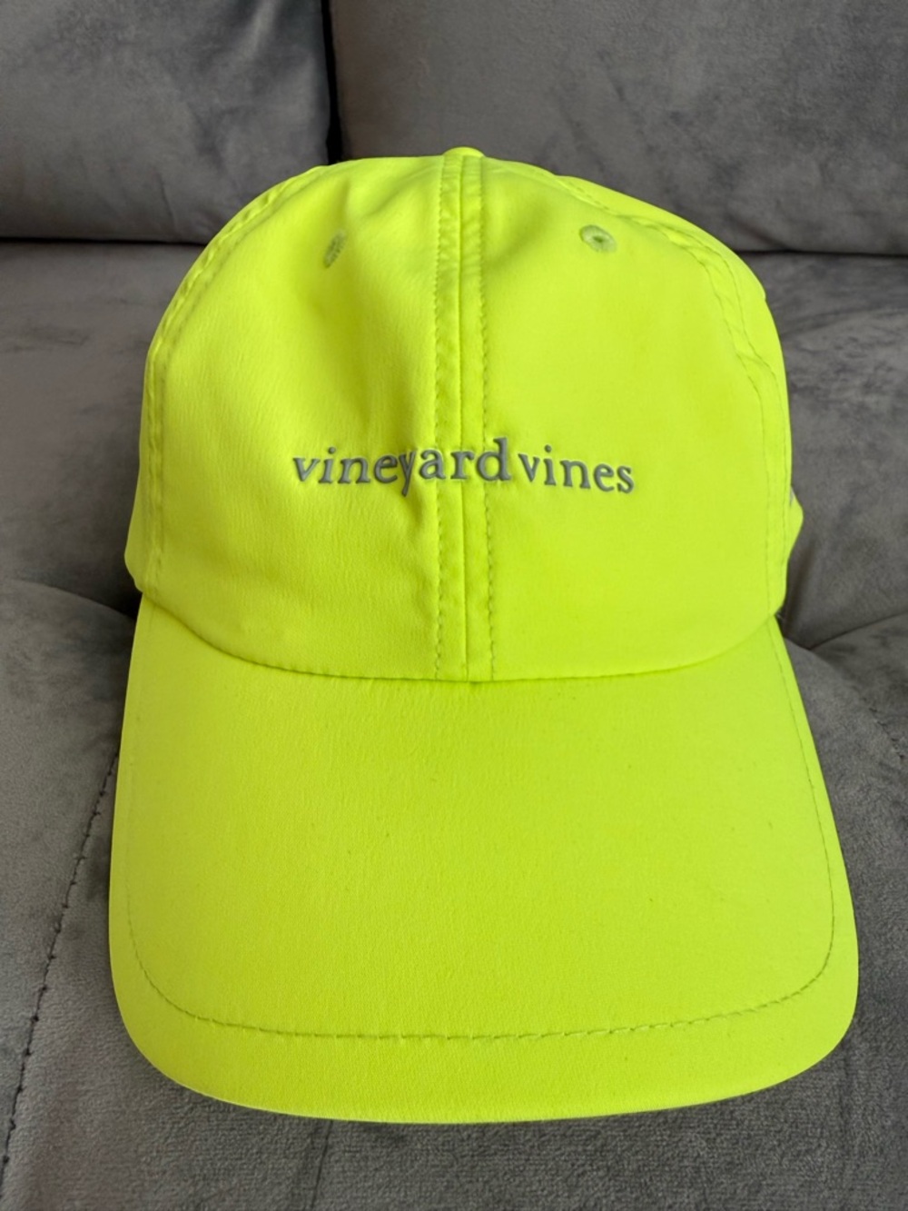 Vineyard Vines Neon Yellow Baseball Hat with Striped Strap